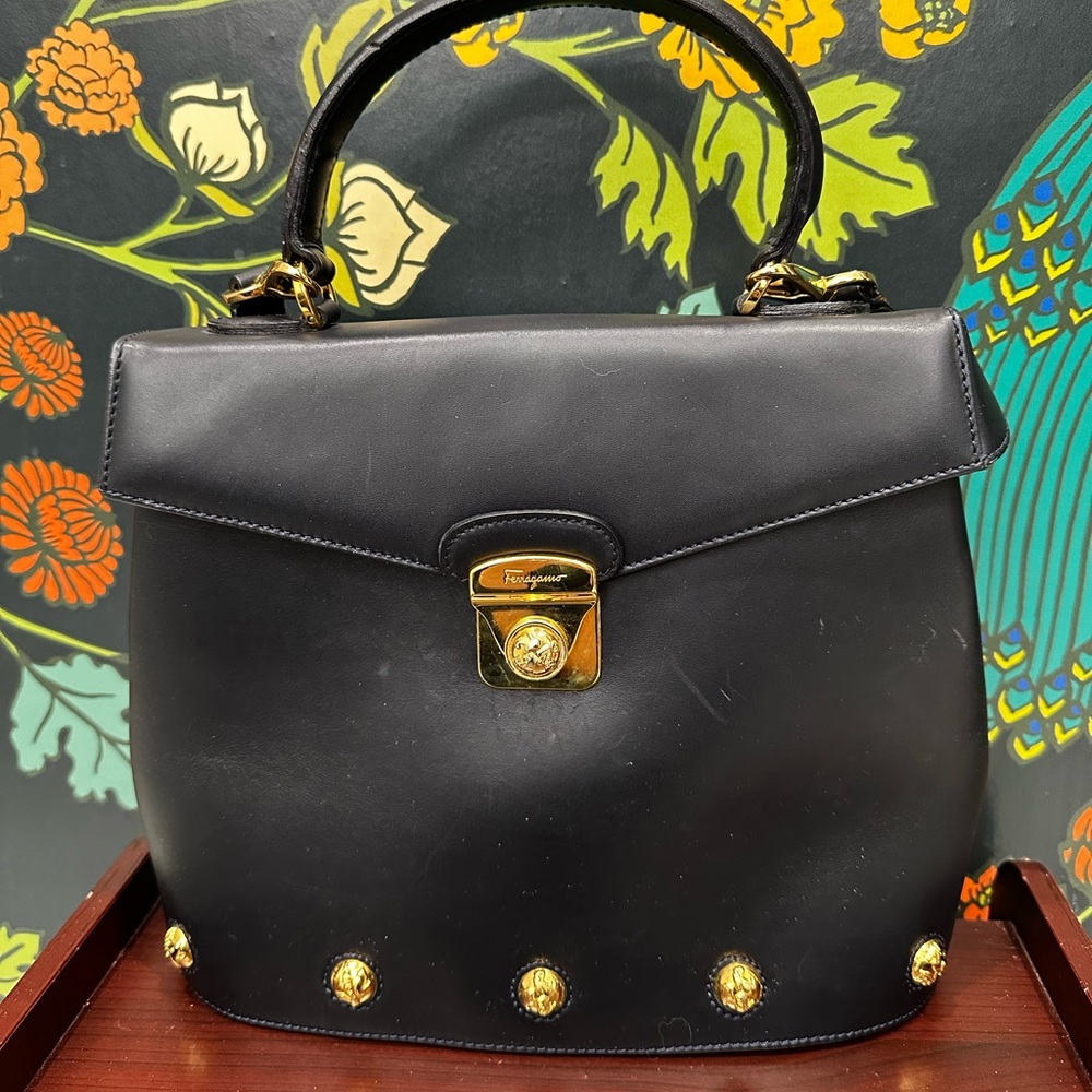Salvatore Ferragamo Vintage High-Heel Hardware Leather Top Handle Crossbody Bag - Picture 3 of 13